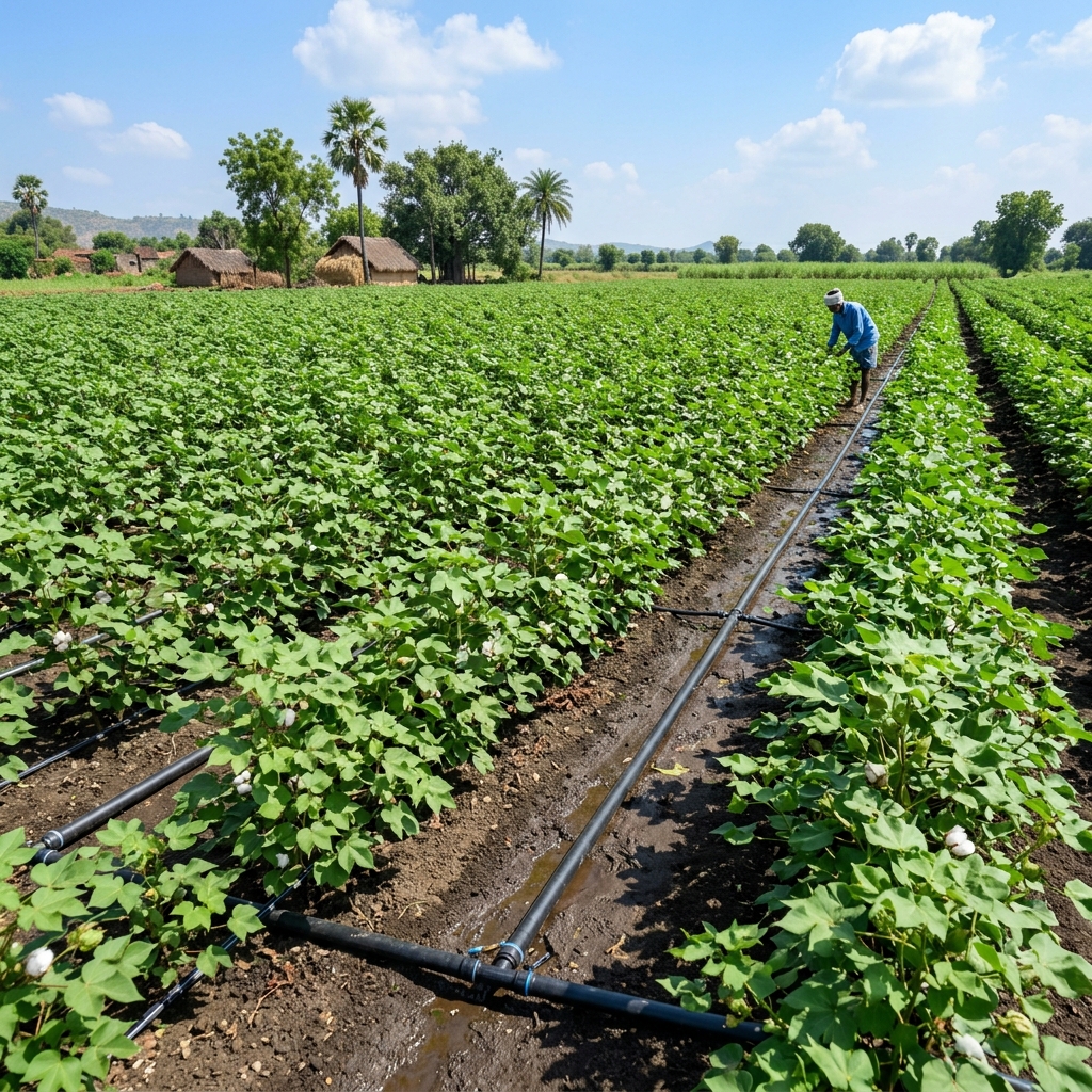 बुलढाणा जिल्ह्यातील शेतात ड्रिप सिंचन